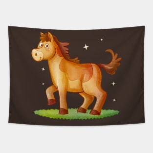 Hand Drawn Cartoon Horse Tapestry