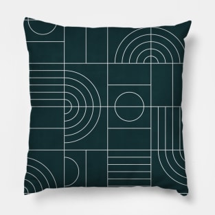 My Favorite Geometric Patterns No.26 - Green Tinted Navy Blue Pillow