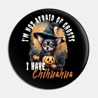 Chihuahua Dog Ghost Guardian Vintage Halloween Funny Pin