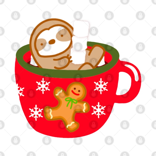 Cute Christmas Hot Chocolate with Marshmallow Sloth by theslothinme