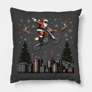 Biker Santa at Christmas vacation Pillow