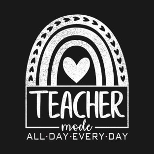 Vintage Hearts Rainbow Teacher Mode All Day Same Every Day T-Shirt