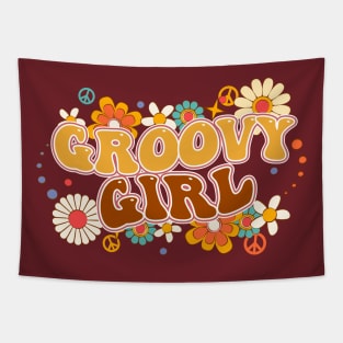 Groovy Girl Floral Design Tapestry