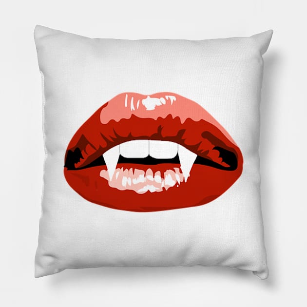 Sexy Red Lips Vampire Mouth Pillow by ColorFlowCreations