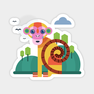 Monkey Flat Geometric Design Magnet