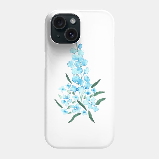 Blue Flowers, watercolor painting Phone Case by Sharon Rose Art