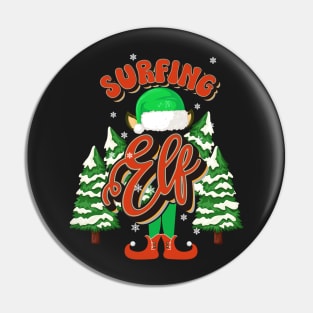 SURFING ELF CHRISTMAS Pin