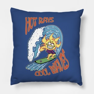 Hot Rays Cool Waves-surfing summer Pillow