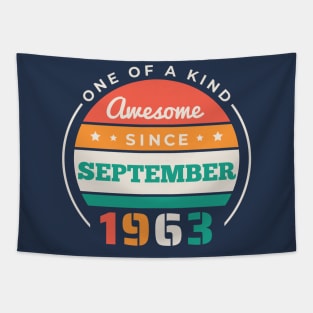 Retro Awesome Since September 1963 Birthday Vintage Bday 1963 Tapestry