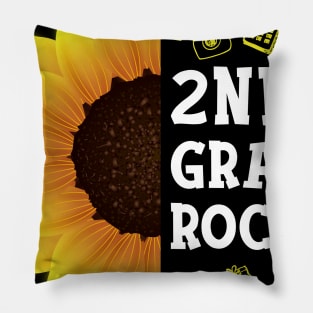 Sunflower 2nd Grade Rocks Shirt Teacher Student Kid Back To School Pillow