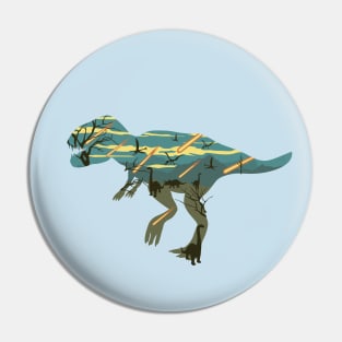 T Rex Silhouette Illustration Pin