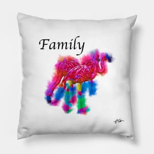 Family - Flamingo Flock In Abstract Pillow