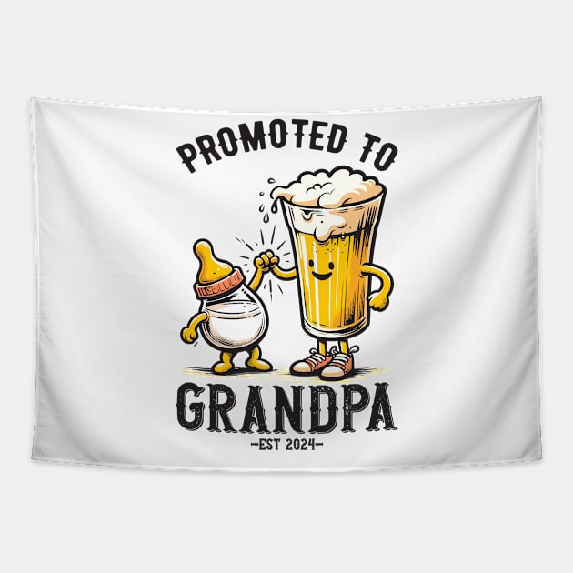 Promoted To Grandpa Est 2024 Tapestry by Yopi
