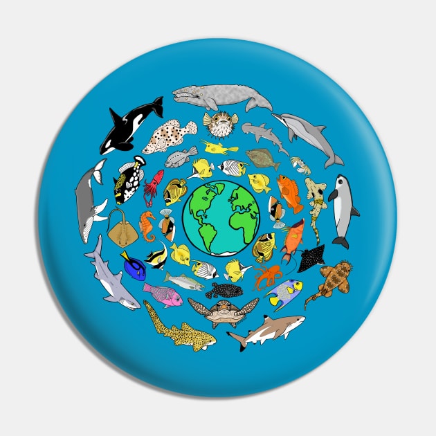 World Oceans Day Sea Life Pin by HonuHoney