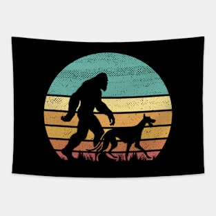 Bigfoot Walking An Irish Wolfhound Dog Vintage Hiking Outdoor Tapestry