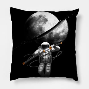 Astronaut Samurai Cutting the Moon Pillow