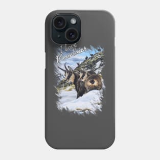 Chamois on the snow - I LOVE MOUNTAINS Phone Case