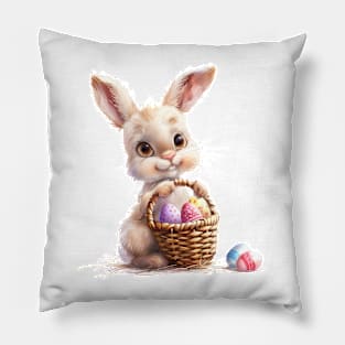 Cute Easter Bunny, Watercolor. Pillow