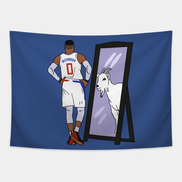 Russell Westbrook Mirror GOAT (Clippers) Tapestry by rattraptees