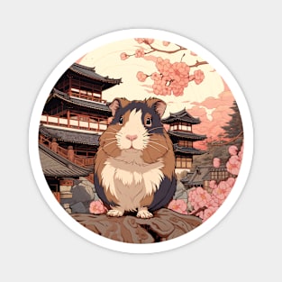 Guinea Pig Ukiyo-e: Orange, White, Brown Magnet