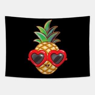 Pineapple Heart-Shaped Sunglasses Tapestry