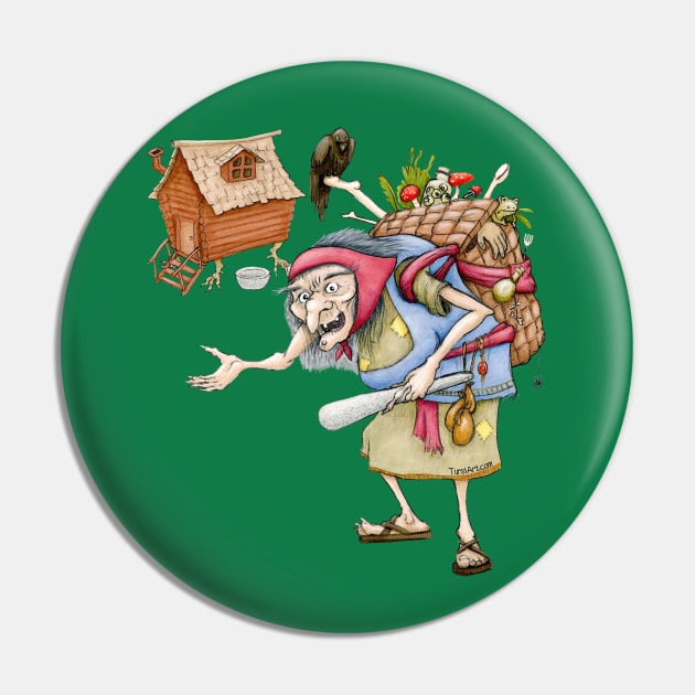 Baba Yaga & Chicken Leg Hut Pin by TursiArt