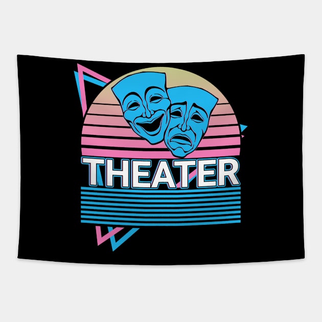 Theater Mask Drama Comedy Tragedy Theatre Mask Retro Gift Tapestry by Alex21