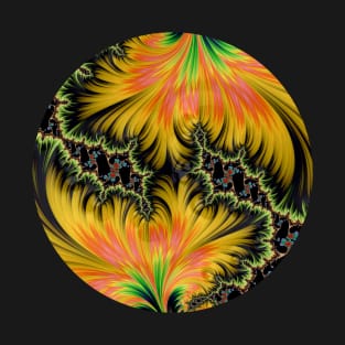 Golden Yellow Magic Fractal Psychedelic Design T-Shirt