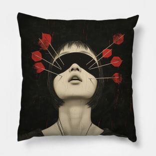 Blind Faith: Blind Leading the Blind on a Dark Background Pillow