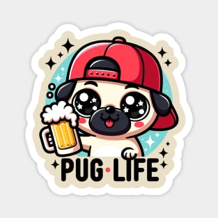 Pug Life Pug with Beer Magnet