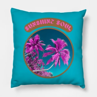 Sunshine soul pink palm trees Pillow