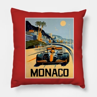 Monaco Automobile Road Racing Grand Prix Advertising Print Pillow