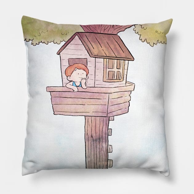 Tree House Pillow by NinoBalitaIllustration