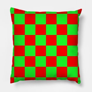 Checkerboard Square Seamless Pattern - Green & Red Pillow