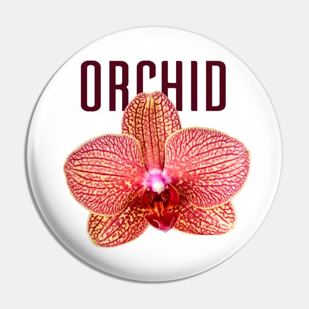 Yellow Orchid with Red Veins with Text Pin by ArtMorfic