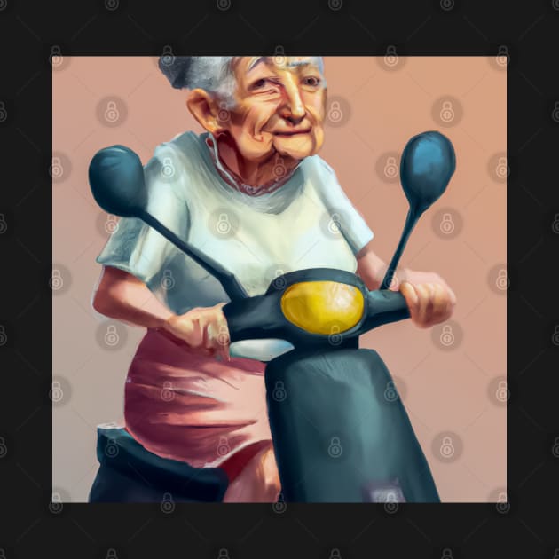 Little Old Lady on a Motor Scooter by JohnCorney