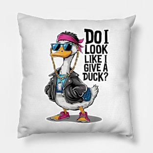 Cool Duck in Sunglasses and Leather Vest - Do I Look Like I Give a Duck? Pillow