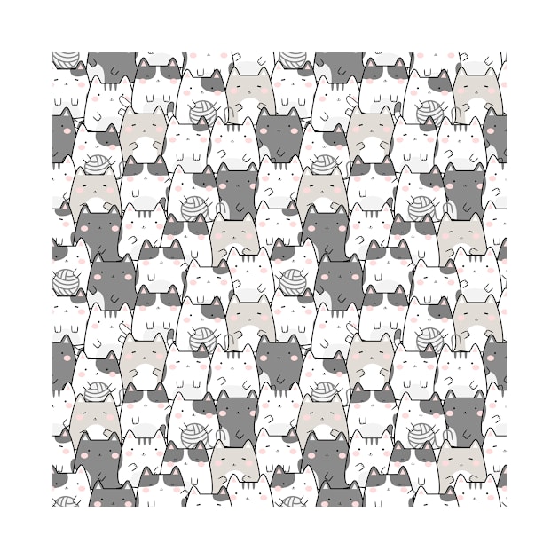 Seamless Pattern Cute Kawaii Cats by jodotodesign