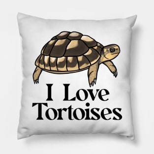 I Love Tortoises, Black, for Tortoise Lovers Pillow