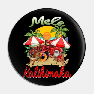 Mele Kalikimaka Hawaiian Christmas Hawaii Surfing Pin