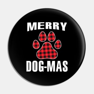 Merry Dog-mas Red Plaid Buffalo Merry Christmas Gift Dog Lover Dog Paw Pin