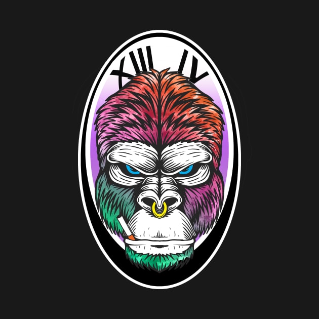 Angry Rainbow Gorilla Face by GreenCorner