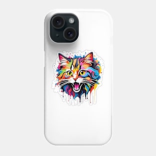 Cat Head Dripping Rainbow Graffiti Phone Case