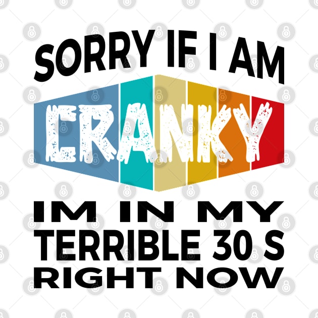 funny birthday gift, Sorry If I Am Cranky Im In My Terrible 30 S Right Now by mostoredesigns