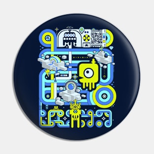 World 2 [blue, white, yellow] Pin