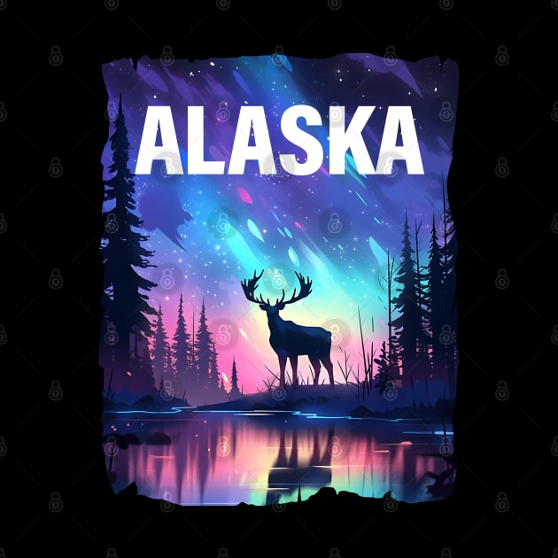 Alaska Nothern Lights Wildlife by Trippycollage