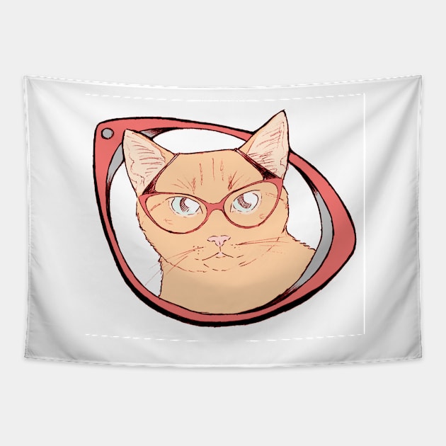 Millicent the cat in cat eye glasses Tapestry by RekaFodor