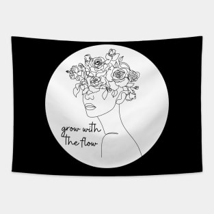 Grow with the flow floral self care quote Tapestry