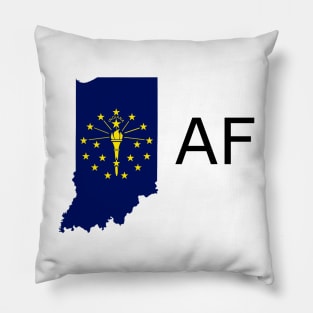 Indiana Flag State Outline AF (black) Pillow