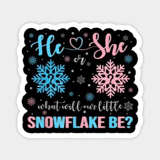 He Or She What Will Our Little Snowflake Be Gender Reveal Christmas Magnet